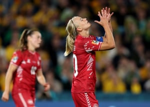 Pernille Harder of Denmark reacts as the pressure mounts.