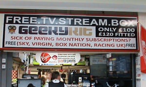 The exterior of Brian Thompson’s shop in Middlesbrough, where he advertised that he sold set-top TV boxes that allowed people to watch Premier League matches and movies for free.