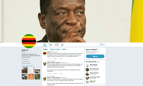 The fake Zanu-PF Twitter account.