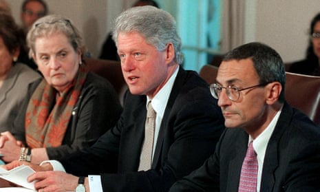 Back in the day: left to right, the late Madeleine Albright, then secretary of state to president Bill Clinton, and chief of staff John Podesta.