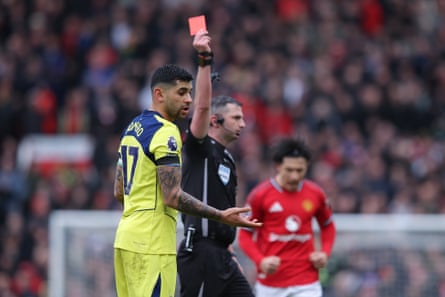 Cristian Romero is the only player who has been sent off twice in the Premier League this season.