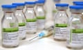 A syringe and vials of penicillin used in the treatment of s<br>AUSTRALIA - AUGUST 14: A syringe and vials of penicillin used in the treatment of syphilis are displayed in a lab at the Melbourne Sexual Health Centre in Melbourne, Australia, on Tuesday, August 14, 2007. Syphilis cases are rising among gay and bisexual men as new drugs reduce the threat of AIDS, and doctors warn the outbreak may spread to the wider community. (Photo by Carla Gottgens/Bloomberg via Getty Images)