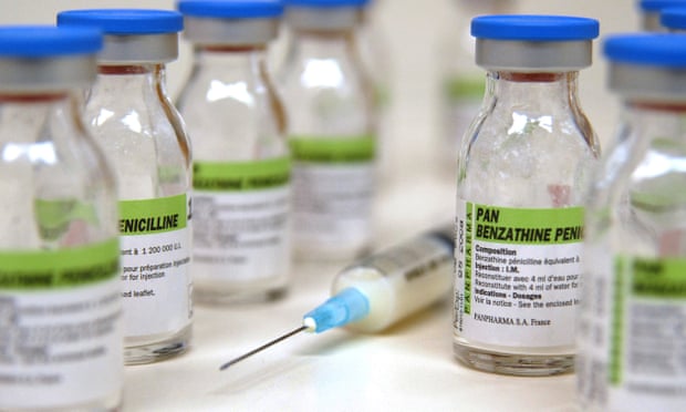 Vials of penicillin and a syringe
