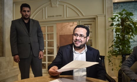 Abdel Hakim Belhaj with the letter of apology fat the British consulate in Istanbul.
