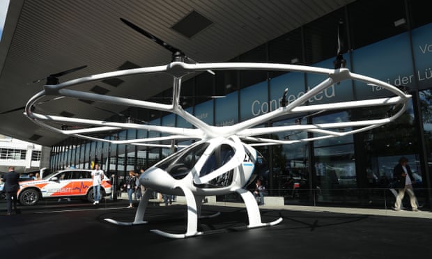 the volocopter 2x on the ground at the frankfurt auto show in 2017