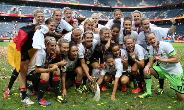 Germany, who have dominated the women’s Euros since its inception, celebrate after winning the 2013 final in Sweden.