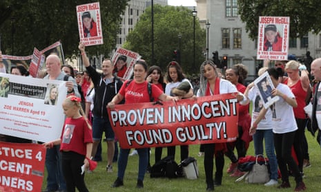Members of the campaign group Jengba – Joint Enterprise Not Guilty by Association – at a demonstration in Parliament Square in July 2021.