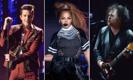 (L-R) The Killers’ Brandon Flowers, Janet Jackson and Robert Smith of the Cure.
