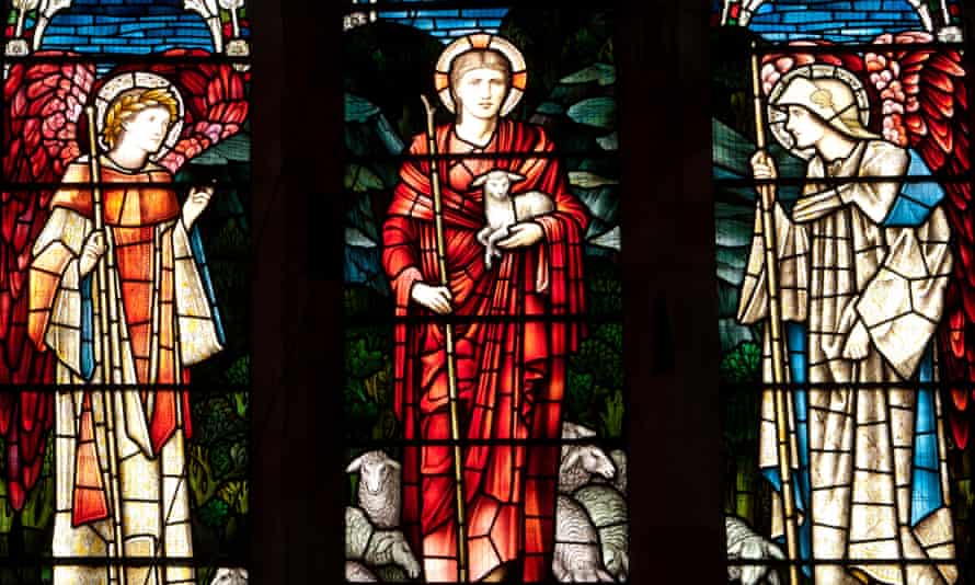William Morris stained glass in St Michael and All Angels Church, Ledbury.