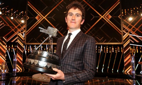 Geraint Thomas poses after winning the BBC Sports Personality of the Year award.