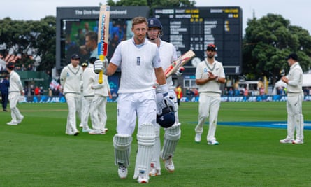 Joe Root walks off after his 153 not out set up another attacking declaration tom Ben Stokes and England.