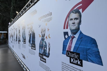Image of Charlie Kirk on a long panel at the festival.