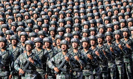 PLA soldiers prepare for a military parade