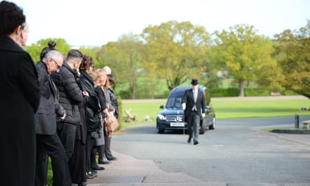 Mourners at the funeral of Hamid Farahi Alamdari at Harlow Crematorium in Harlow, Essex, on 4 May, 2018