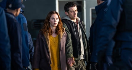 Emily Blunt, left, and Josh O'Connor in Disclosure Day.