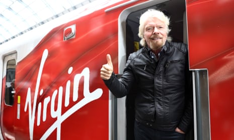 Richard Branson on a Virgin train