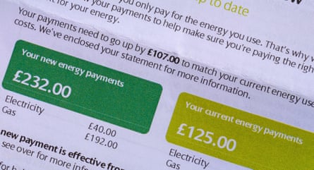 Letter from energy company showing new direct debit payments with large increases in gas price -