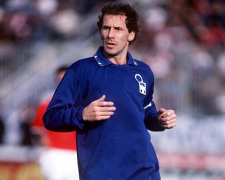 Franco Baresi playing for Italy against Malta during a World Cup qualifier in December 1992