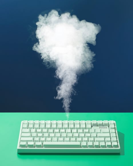 keyboard with smoke coming out of it