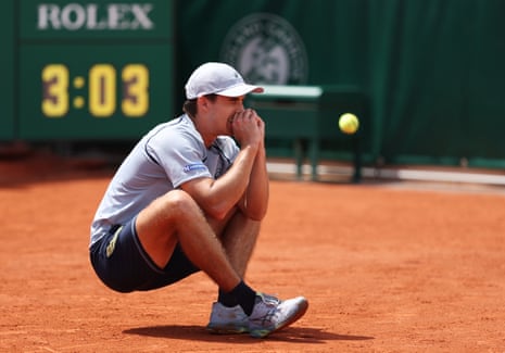 Zachary Svajda celebrates after his shock win over Francisco Cerundolo