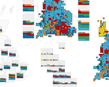 Maps showing proportional representation in the UK.