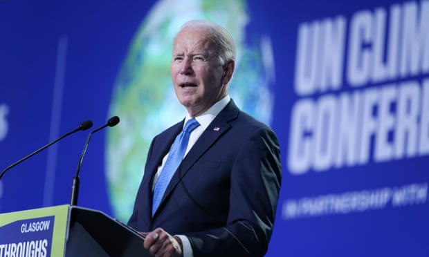Joe Biden speaks at the Cop26 UN climate summit in Glasgow on 2 November 2021.