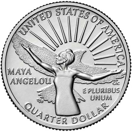 The US quarter honouring Maya Angelou, designed by United States Mint Artistic Infusion Program and artist Emily Damstra, sculpted by United States Mint Medallic Artist Craig A. Campbell.