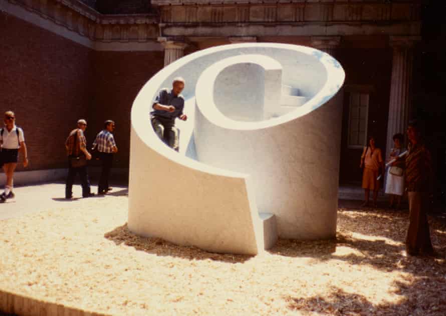 Social space … Noguchi tests his Slide Mantra at the 1986 Venice Biennale.