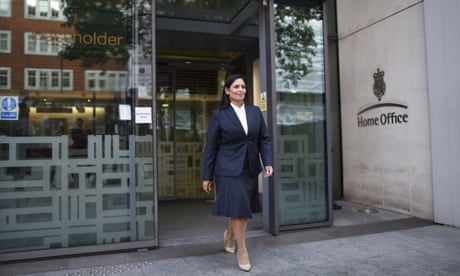 Home secretary Priti Patel outside the Home Office in London.