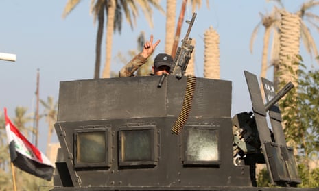 An Iraqi counter-terrorism soldier on patrol near al-Sajariyah, east Ramadi in Anbar province.