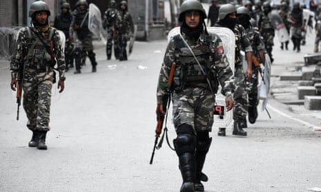 ‘Massive army deployments have been used to enforce Delhi’s diktat’: Indian forces on the streets of Srinagar, Kashmir, on 9 August 2019. 