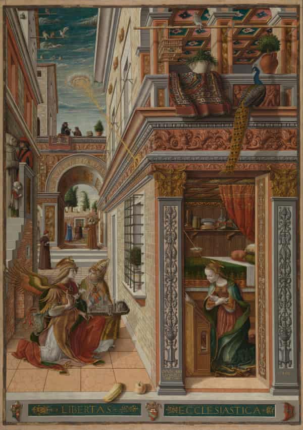 The Annunciation, with Saint Emidius (1486) by Carlo Crivelli.
