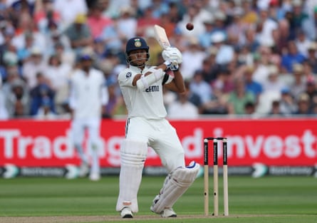 India’s Yashasvi Jaiswal bats away.