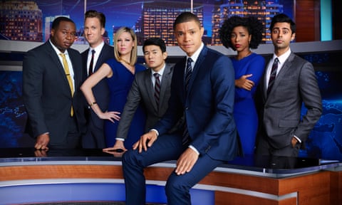 Trevor Noah with the The Daily Show correspondents.