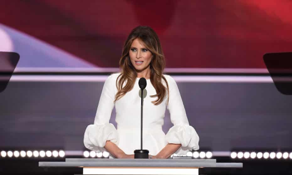 Melania Trump addresses the Republican National Convention in terms strikingly similar to words used by Michelle Obama in 2008.