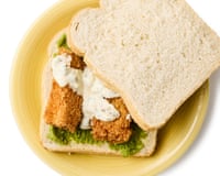 Fish fingers in a white bread sandwich