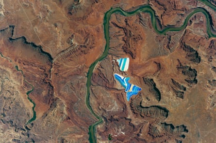 Evaporation ponds outside the city of Moab, Utah