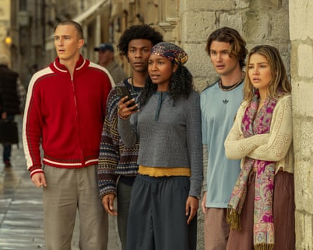 Drew Starkey, Jonathan Daviss, Carlacia Grant, Chase Stokes and Madelyn Cline star in the final season of Outer Banks.