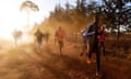 Runners begin their training session in Kaptagat, Kenya, at dawn
