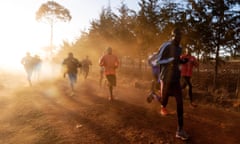 Runners begin their training session in Kaptagat, Kenya, at dawn