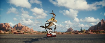 A cartoon coyote in the desert