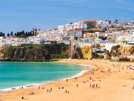 Beach with town behind