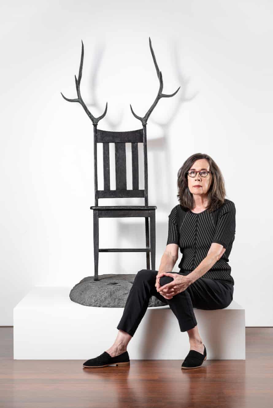 Angela Valamanesh with bronze and granite sculpture created together with the late man Hossein Valamanesh, part of a larger installation at the Adelaide Biennale.