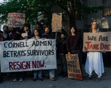 Students protest Cornell University.