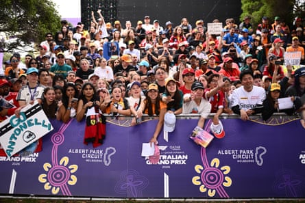 Fans wait for drivers at Albert Park in Melbourne