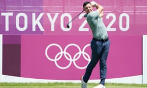 McIlroy on the first hole during the final round of the men’s individual stroke play at Kasumigaseki Country Club.