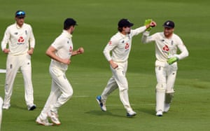 Burns celebrates taking the catch to dismiss Abid Ali.