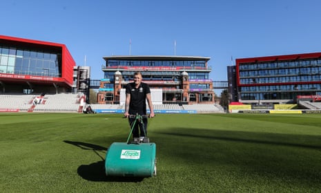Day 2 general shot of the ground final prep during the LV= Insurance County Championship Division One match between Lancashire County Cricket Club and Surrey County Cricket Club at the Emirates, Old Trafford, Manchester.