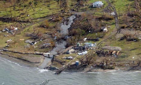 A remote Fijian village flattened by Cyclone Winston in 2016. The UN has passed a resolution spearheaded by Pacific island nations that seeks to clarify countries’ climate obligations.