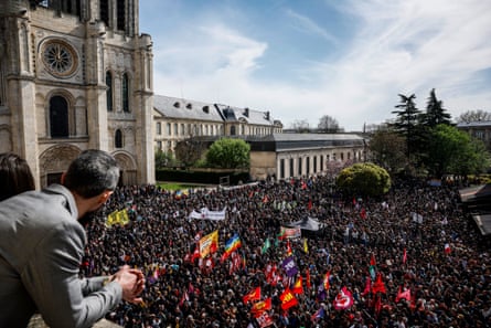 Thousands of people gather for an anti-racism rally called by Saint-Denis mayor Bally Bagayoko 4 April 2026.